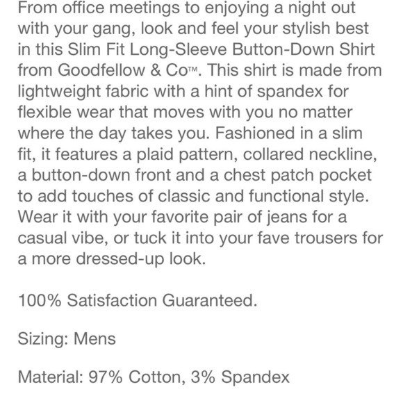 Goodfellow & co slim fit button down new - Picture 2 of 5